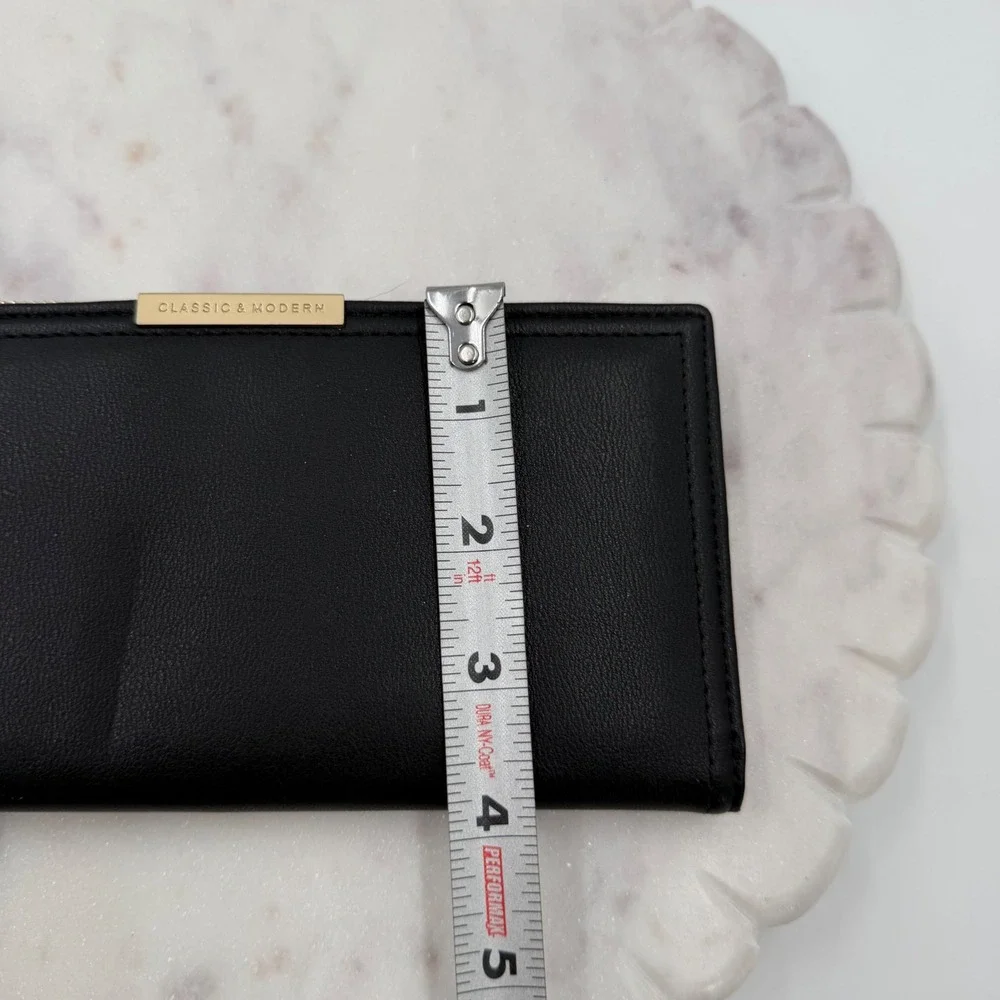 Tailian Black Blush Pink Slim Bifold Wallet Gold Classic & Modern Logo